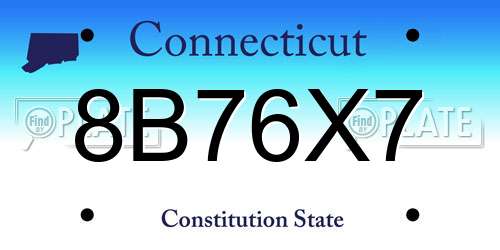 8B76X7 Connecticut License Plate