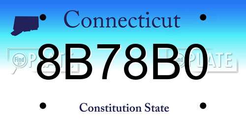 8B78B0 Connecticut License Plate