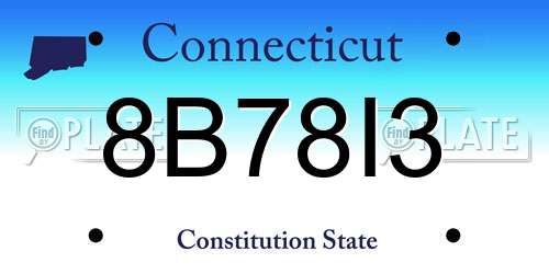8B78I3 Connecticut License Plate