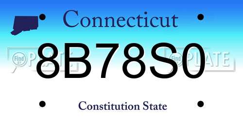8B78S0 Connecticut License Plate