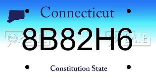 8B82H6 Connecticut License Plate
