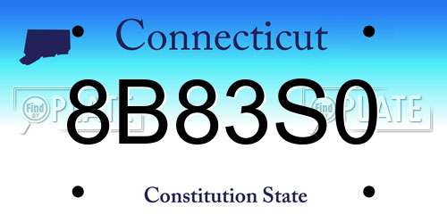 8B83S0 Connecticut License Plate