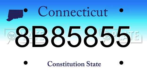 8B85855 Connecticut License Plate