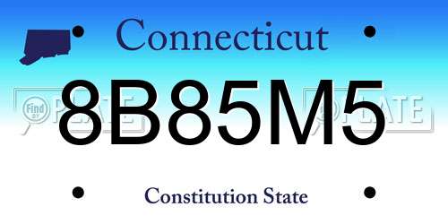8B85M5 Connecticut License Plate