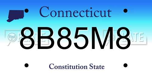 8B85M8 Connecticut License Plate