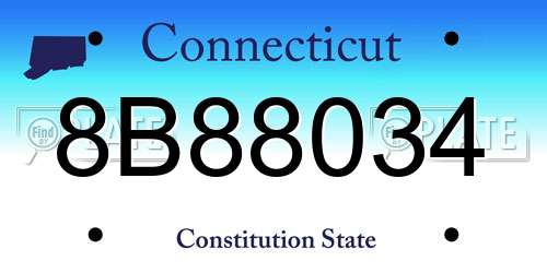 8B88034 Connecticut License Plate