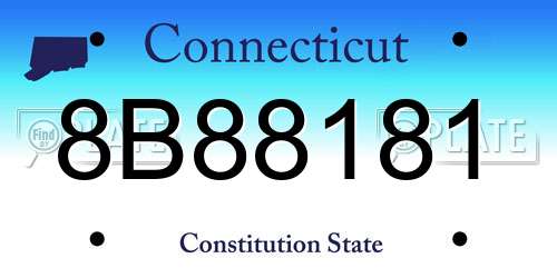 8B88181 Connecticut License Plate