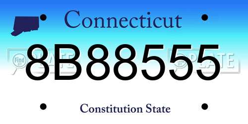 8B88555 Connecticut License Plate