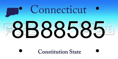 8B88585 Connecticut License Plate