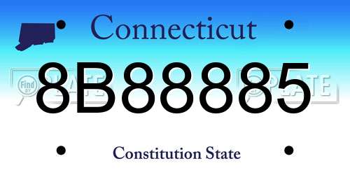 8B88885 Connecticut License Plate