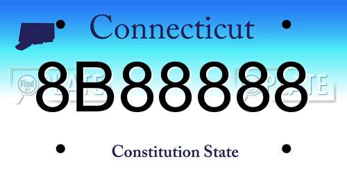8B88888 Connecticut License Plate