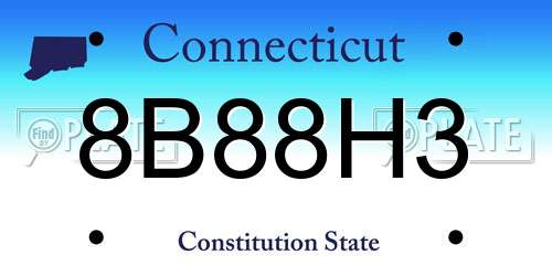 8B88H3 Connecticut License Plate