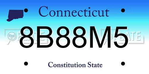 8B88M5 Connecticut License Plate