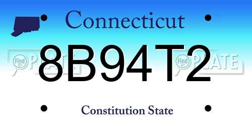 8B94T2 Connecticut License Plate