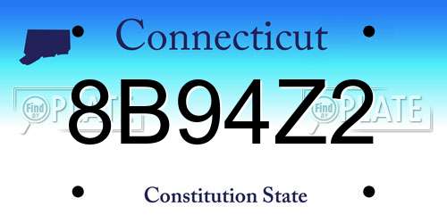 8B94Z2 Connecticut License Plate
