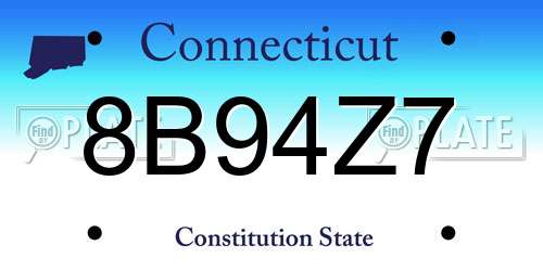 8B94Z7 Connecticut License Plate