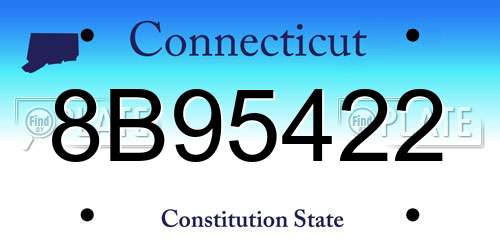 8B95422 Connecticut License Plate