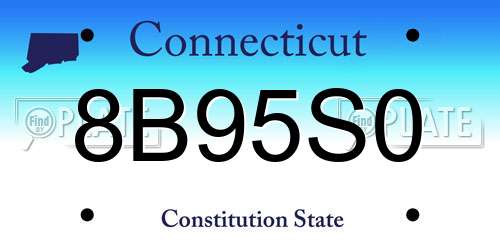 8B95S0 Connecticut License Plate