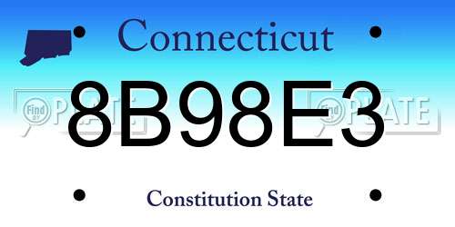 8B98E3 Connecticut License Plate