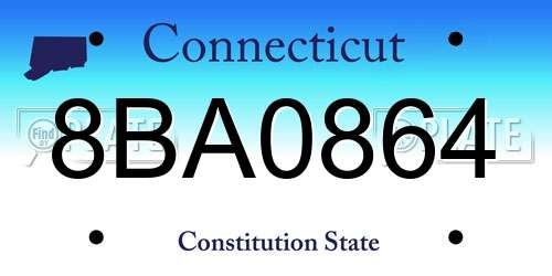 8BA0864 Connecticut License Plate