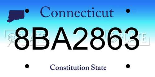 8BA2863 Connecticut License Plate