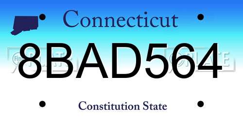 8BAD564 Connecticut License Plate