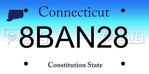 8BAN28 Connecticut License Plate