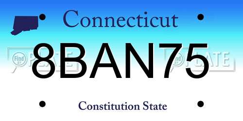 8BAN75 Connecticut License Plate
