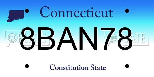 8BAN78 Connecticut License Plate