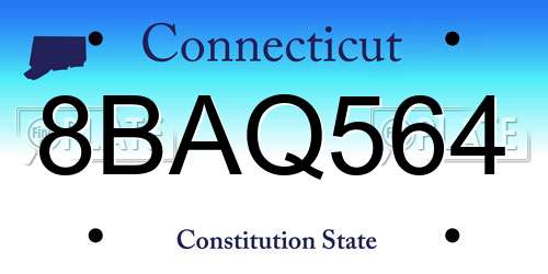 8BAQ564 Connecticut License Plate