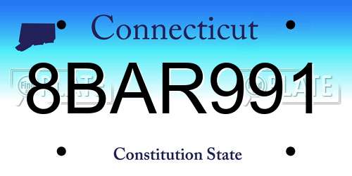 8BAR991 Connecticut License Plate