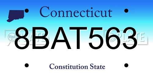 8BAT563 Connecticut License Plate
