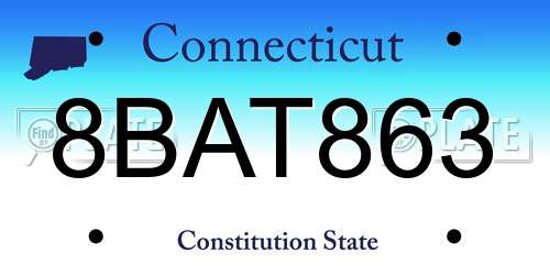 8BAT863 Connecticut License Plate
