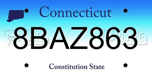 8BAZ863 Connecticut License Plate