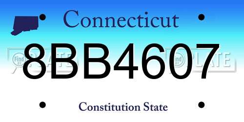 8BB4607 Connecticut License Plate