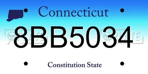 8BB5034 Connecticut License Plate
