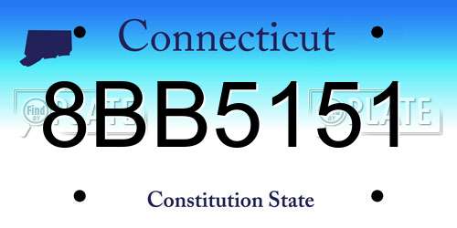 8BB5151 Connecticut License Plate