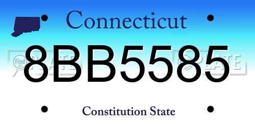 8BB5585 Connecticut License Plate