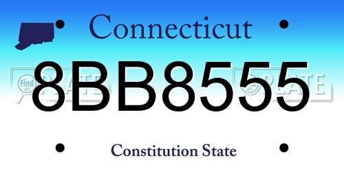 8BB8555 Connecticut License Plate