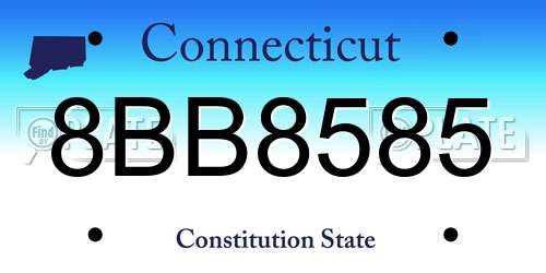 8BB8585 Connecticut License Plate