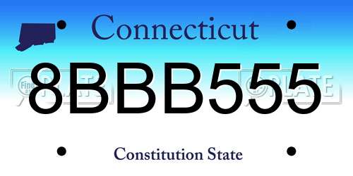 8BBB555 Connecticut License Plate