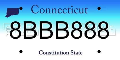 8BBB888 Connecticut License Plate