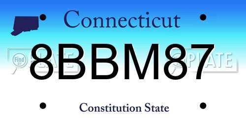 8BBM87 Connecticut License Plate