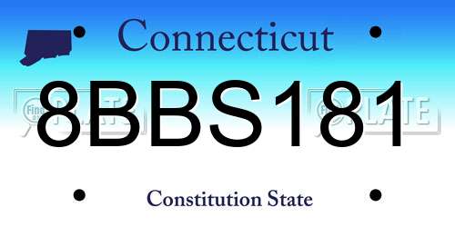 8BBS181 Connecticut License Plate