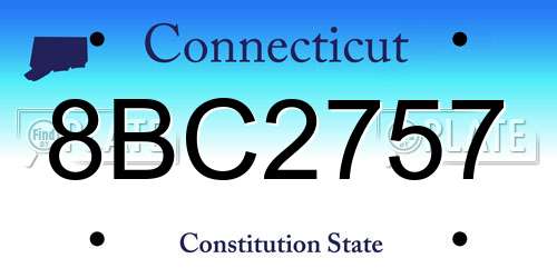 8BC2757 Connecticut License Plate