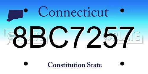 8BC7257 Connecticut License Plate
