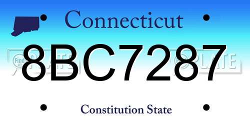 8BC7287 Connecticut License Plate