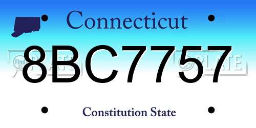 8BC7757 Connecticut License Plate