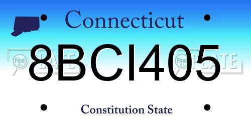 8BCI405 Connecticut License Plate