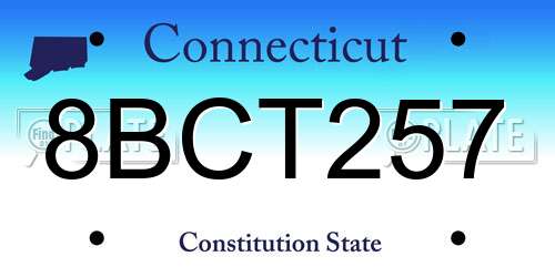 8BCT257 Connecticut License Plate
